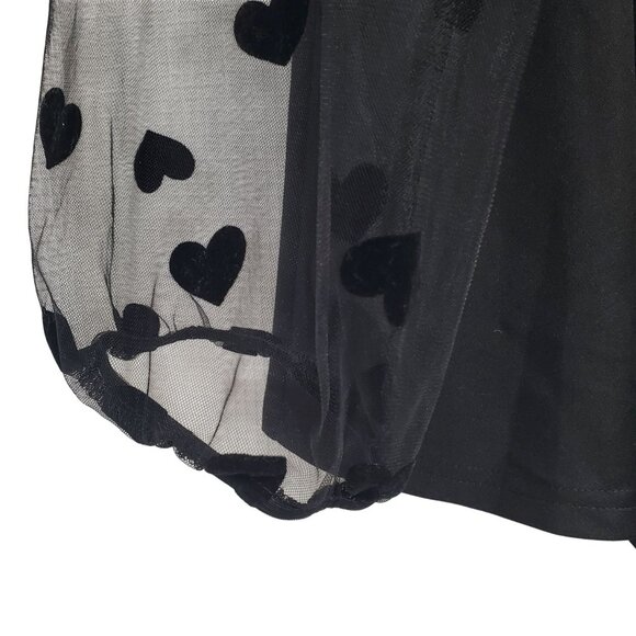 Agnes Orinda Size 3X Blouse Sheer Heart Puff Sleeves V Neck Twisted Front Flowy - Picture 12 of 13